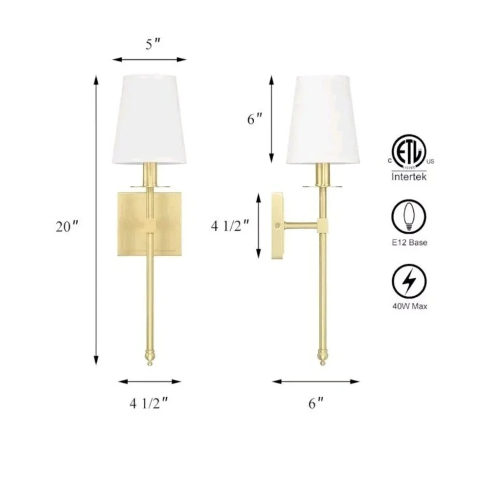 Xinbei 2-Pack Wall Light Hard Wall‎ Sconces Set  Satin Brass